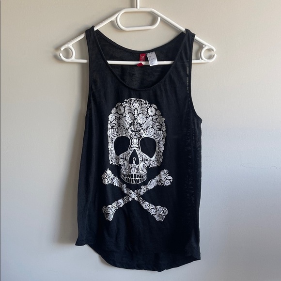 H&M Black Skull Graphic Tank Top Small - Picture 1 of 4